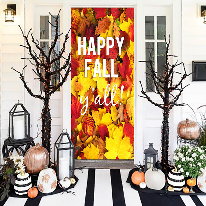 DoorFoto Door Cover Fall Y'all Leaves