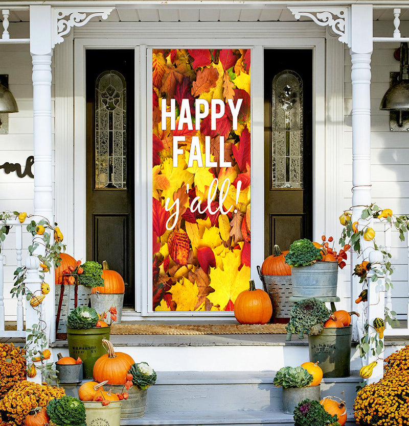 DoorFoto Door Cover Fall Y'all Leaves