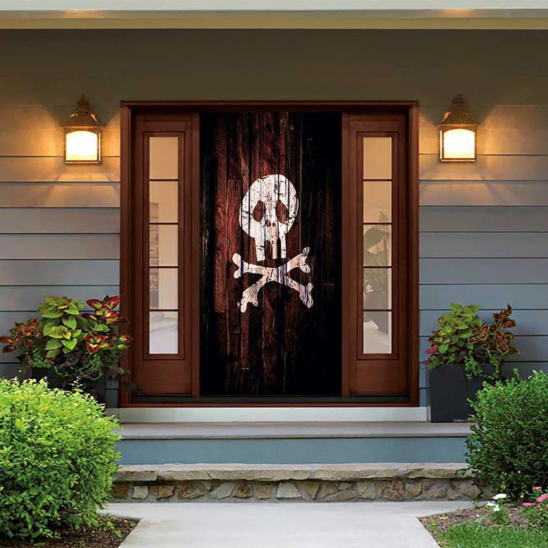 DoorFoto Door Cover Skull on Wood