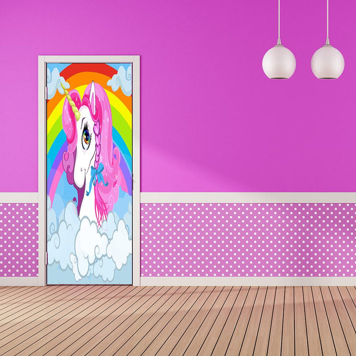 DoorFoto Door Cover Rainbow and Unicorn