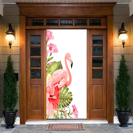 DoorFoto Door Cover Flamingo Watercolor