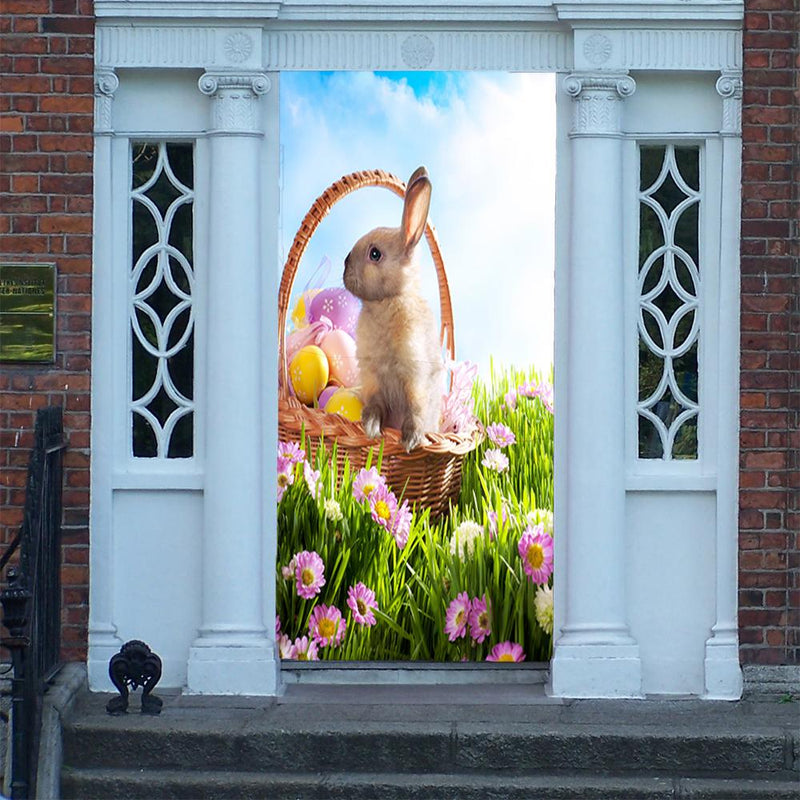 DoorFoto Door Cover Easter Bunny in Basket
