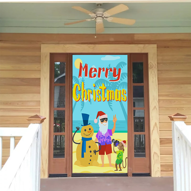 DoorFoto Door Cover Beach Santa