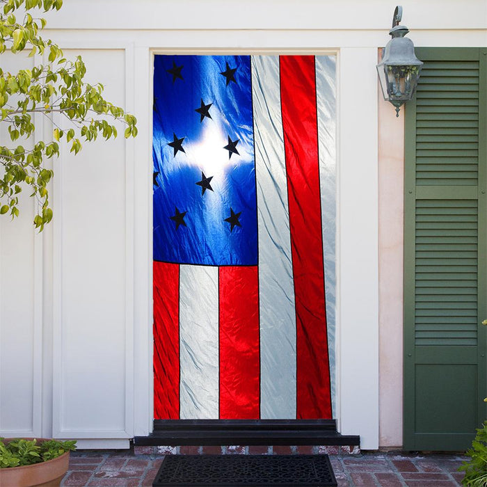 DoorFoto Door Cover Shiny American Flag Decor