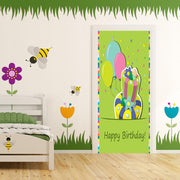 DoorFoto Door Cover Happy Birthday Lime Green Background