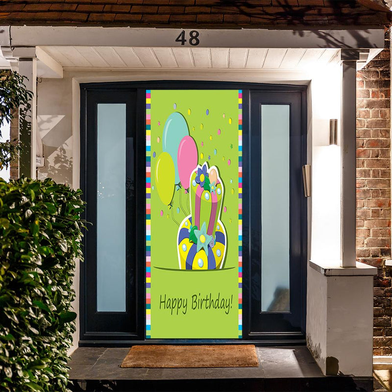 DoorFoto Door Cover Happy Birthday Lime Green Background