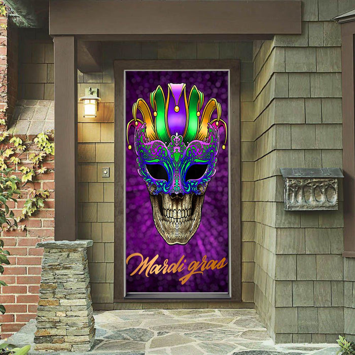 DoorFoto Door Cover Mardi Gras Skull