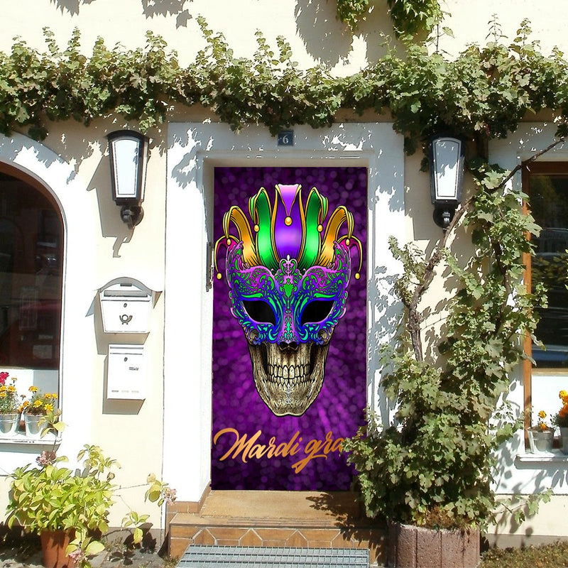 DoorFoto Door Cover Mardi Gras Skull
