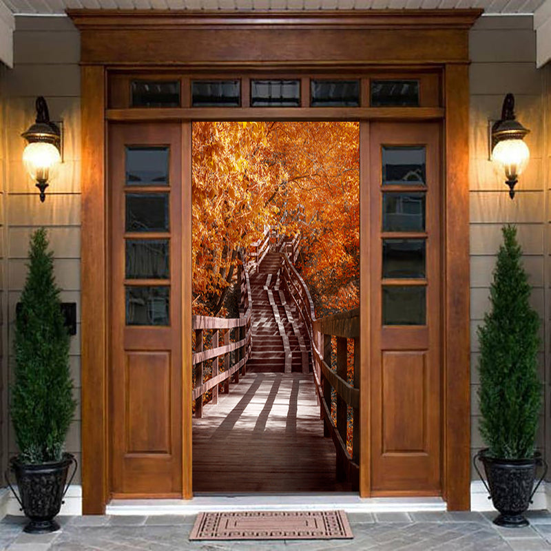 DoorFoto Door Cover Wooden Staircase