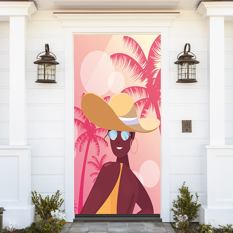 DoorFoto Door Cover Beach Woman