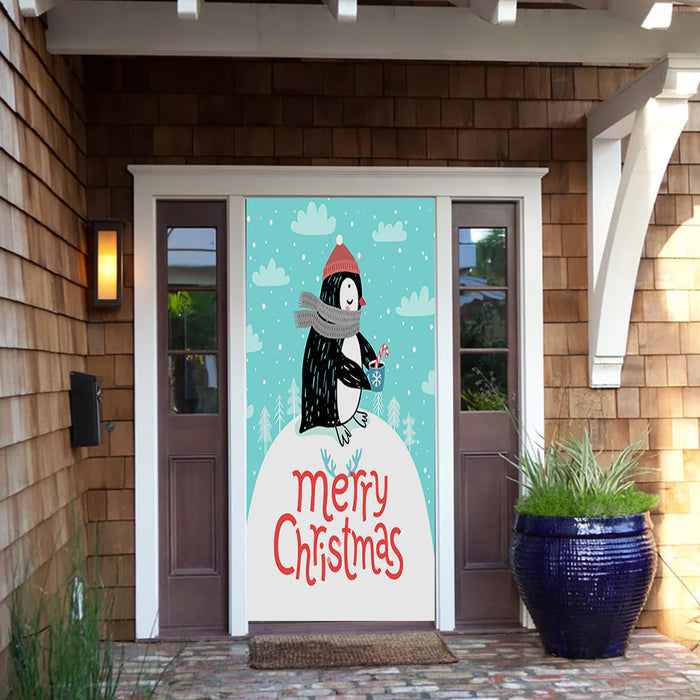 Christmas Penguin Fabric Door Cover