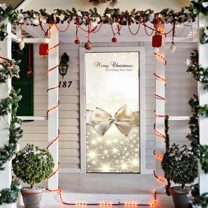 DoorFoto Door Cover Golden Bow Christmas