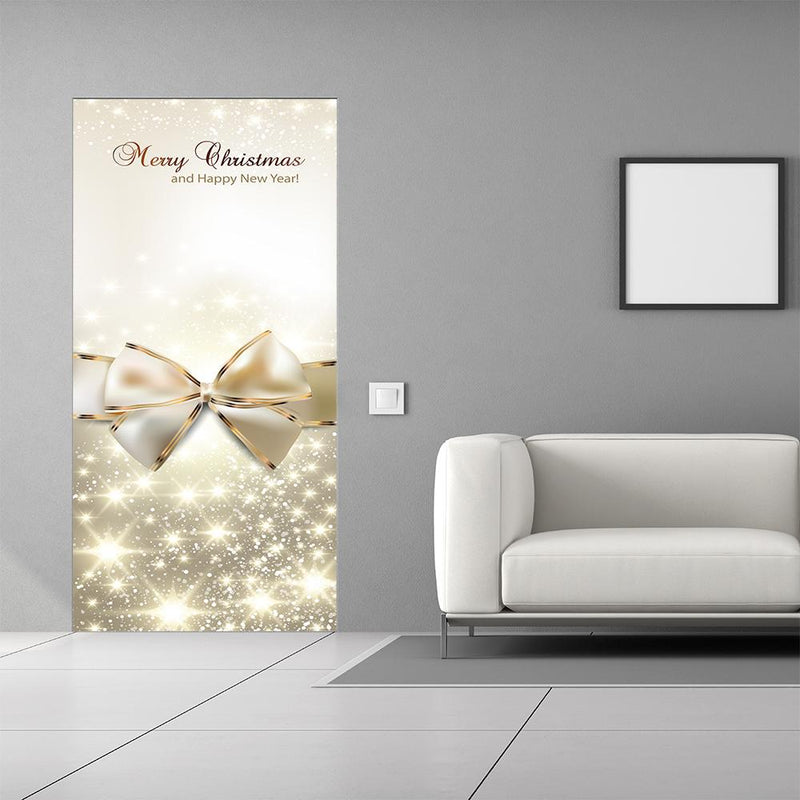 DoorFoto Door Cover Golden Bow Christmas