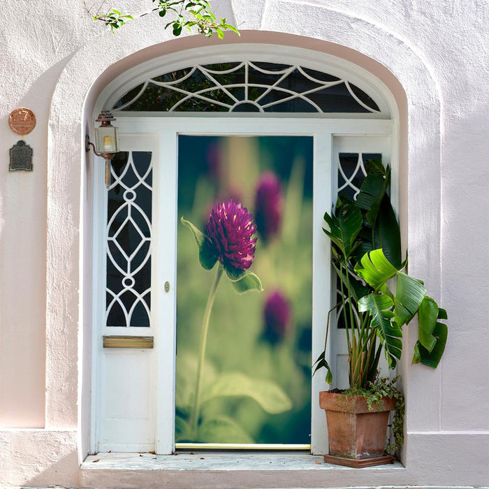 DoorFoto Door Cover Purple Clovers