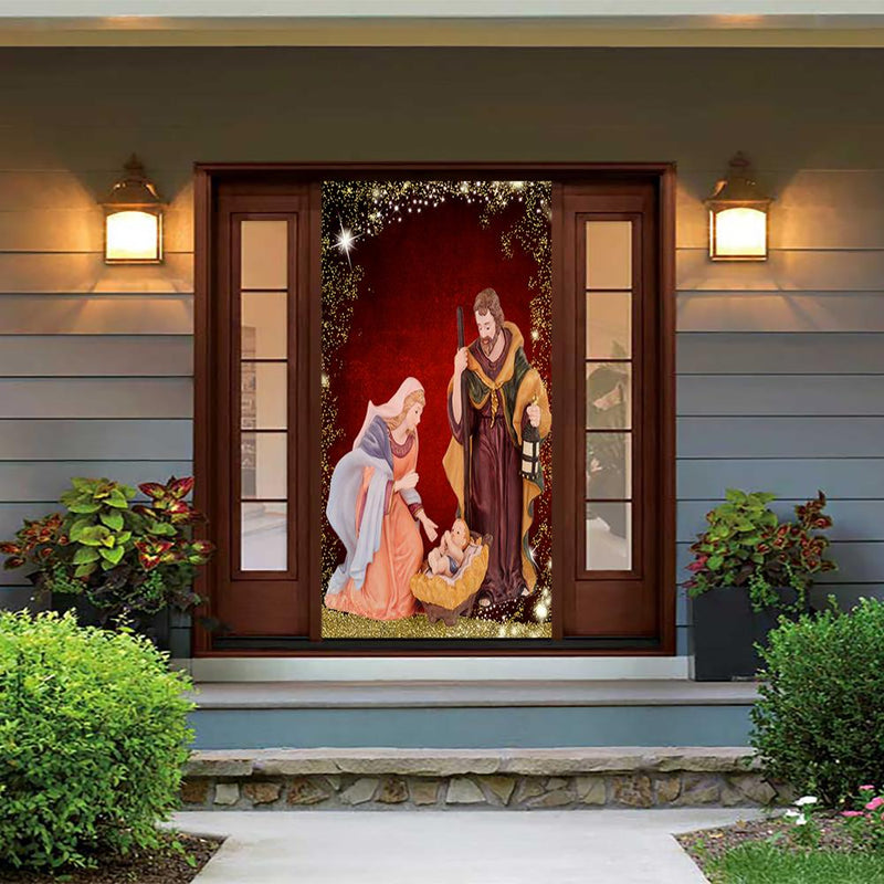 DoorFoto Door Cover Nativity Scene Door Decoration