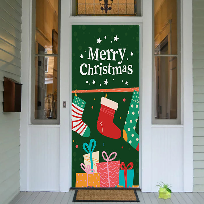 DoorFoto Door Cover Christmas Stockings