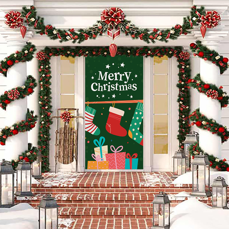 DoorFoto Door Cover Christmas Stockings