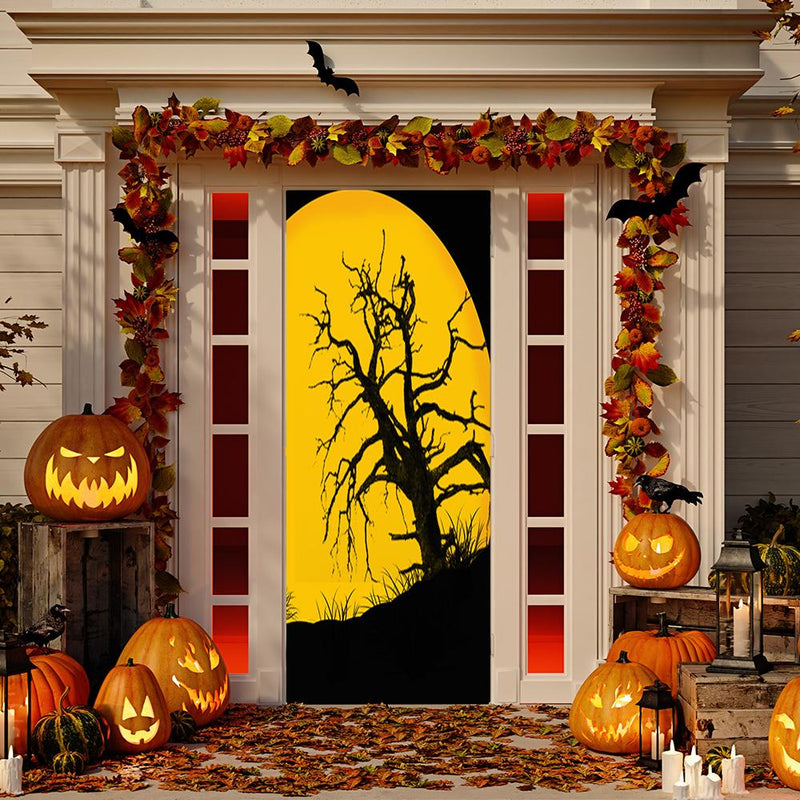 DoorFoto Door Cover Yellow Full Moon