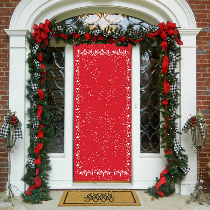 DoorFoto Door Cover Customizable - Red Christmas Decorations