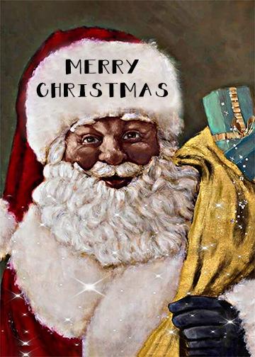  Black Santa Claus Door Cover - Vintage Christmas