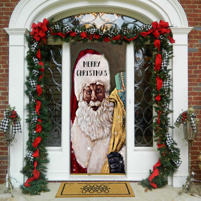 DoorFoto Door Cover Black Santa Claus