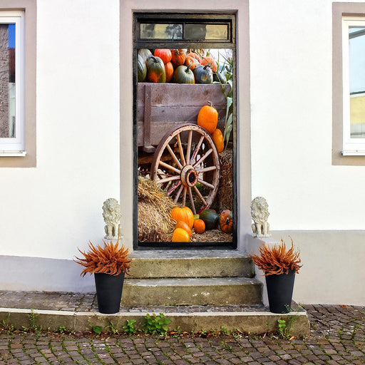 DoorFoto Door Cover Wagon Full of Pumpkins