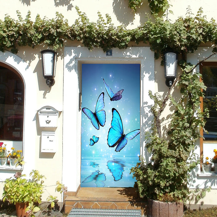 DoorFoto Door Cover Blue Butterflies