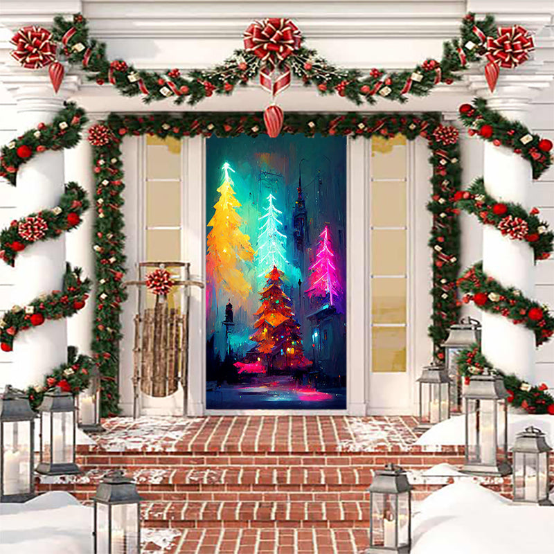 DoorFoto Door Cover Neon Christmas