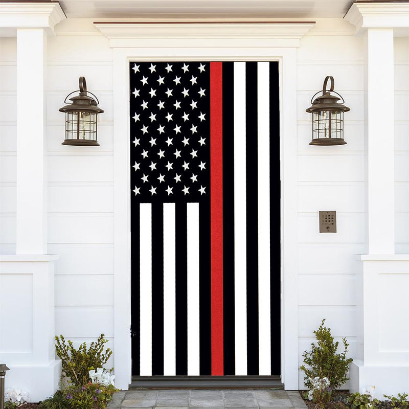 DoorFoto Door Cover Firefighter Thin Red Line