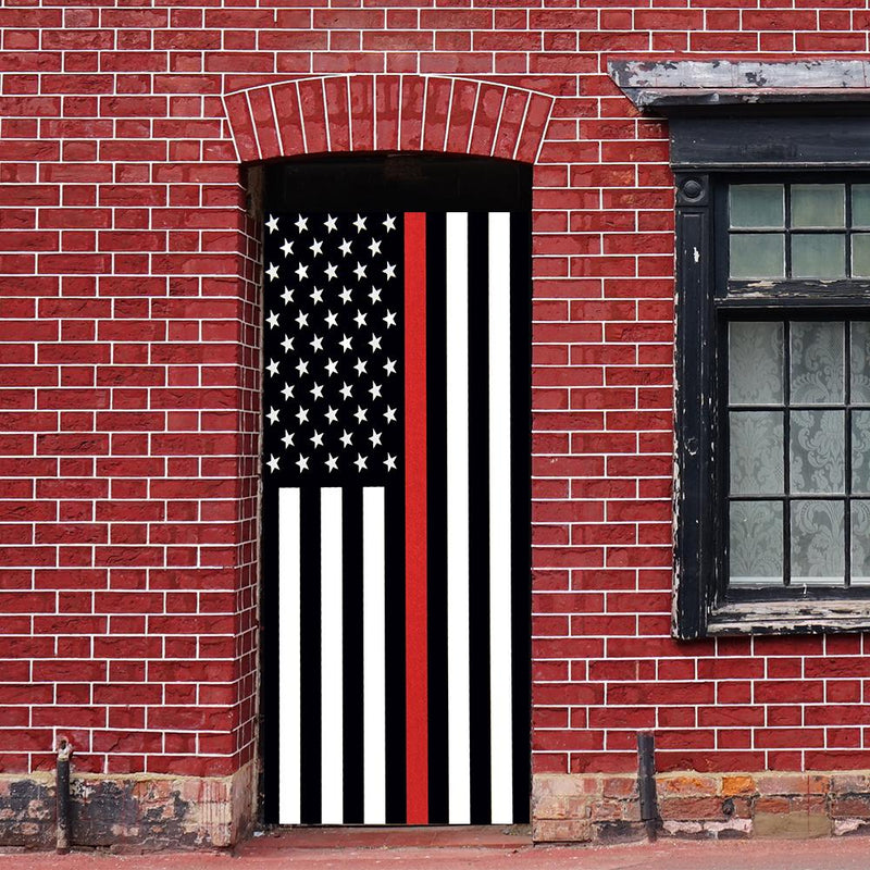 DoorFoto Door Cover Firefighter Thin Red Line
