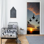 DoorFoto Door Cover Fighter Jets at Sunset