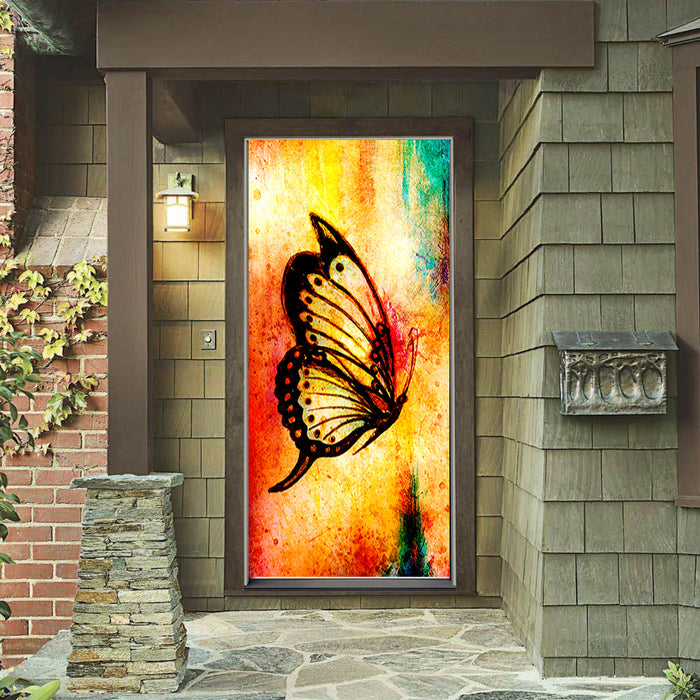 DoorFoto Door Cover Graffiti Butterfly