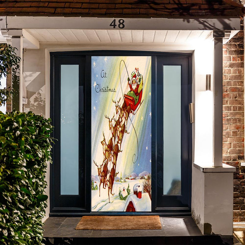 DoorFoto Door Cover Vintage Santa's Sleigh