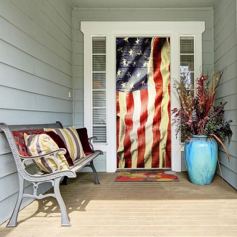 DoorFoto Door Cover Grunge American Flag