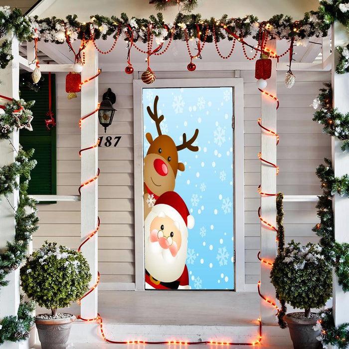 DoorFoto Door Cover Santa and Reindeer