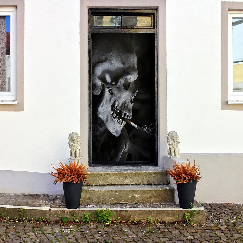 DoorFoto Door Cover Smoking Skull