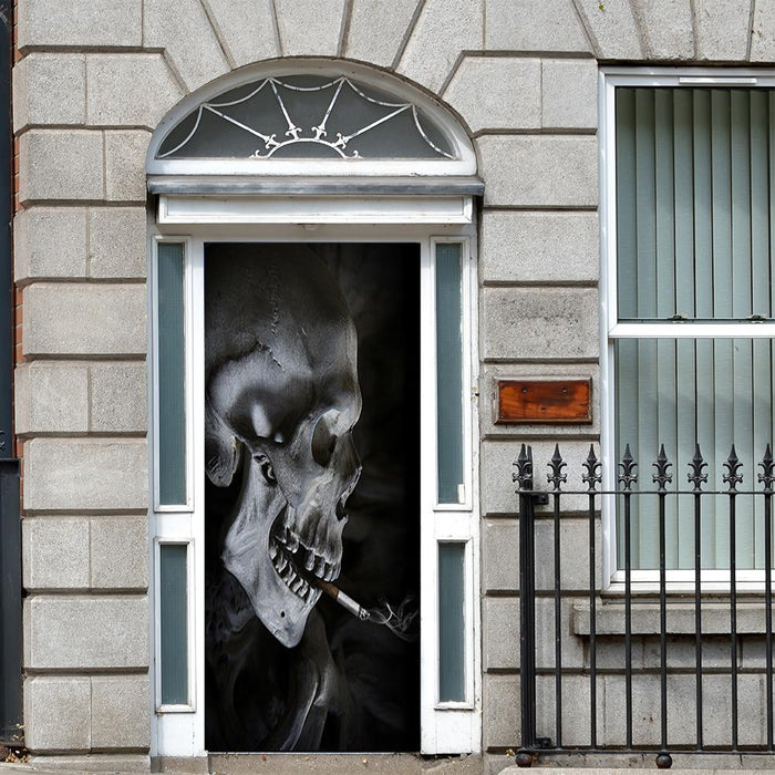 DoorFoto Door Cover Smoking Skull