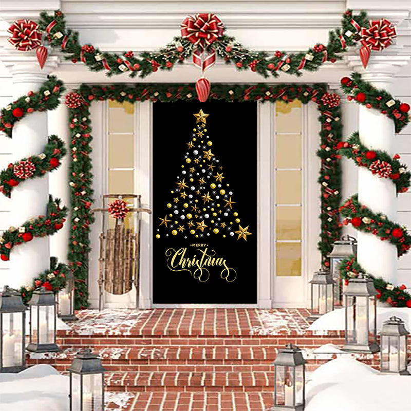 DoorFoto Door Cover Golden Christmas Tree