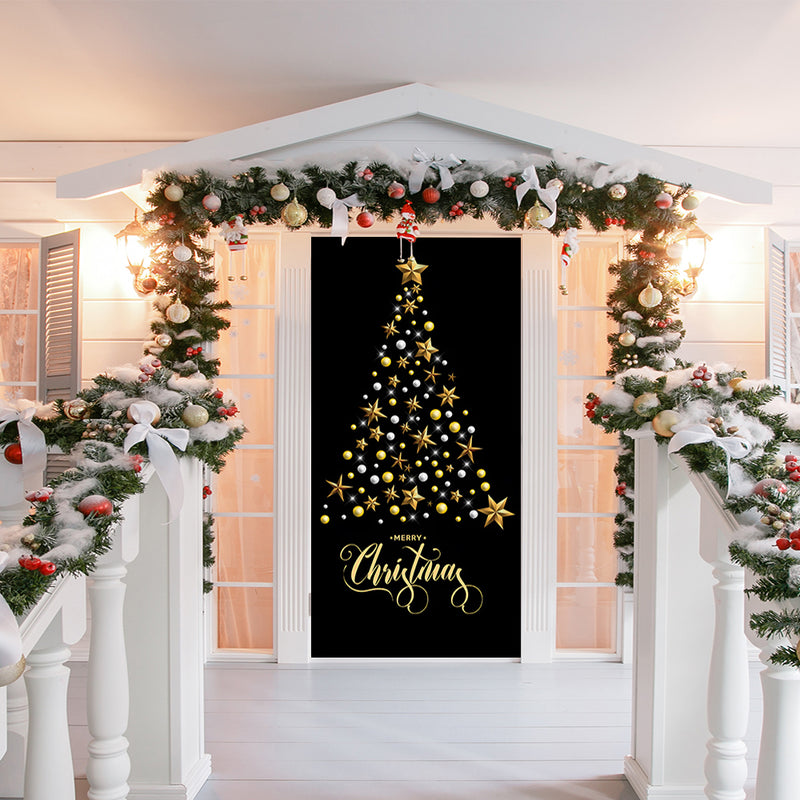 DoorFoto Door Cover Golden Christmas Tree