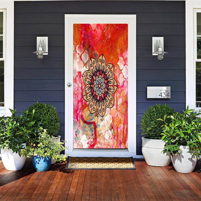 DoorFoto Door Cover Flower Swirl