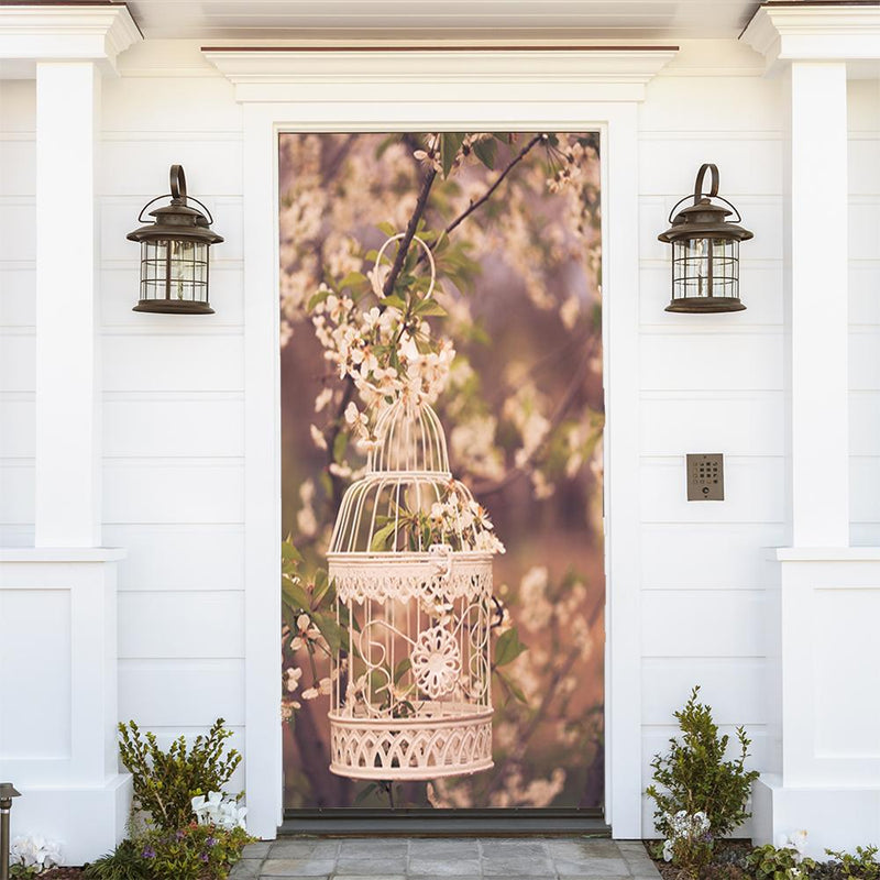 DoorFoto Door Cover Vintage Bird Cage