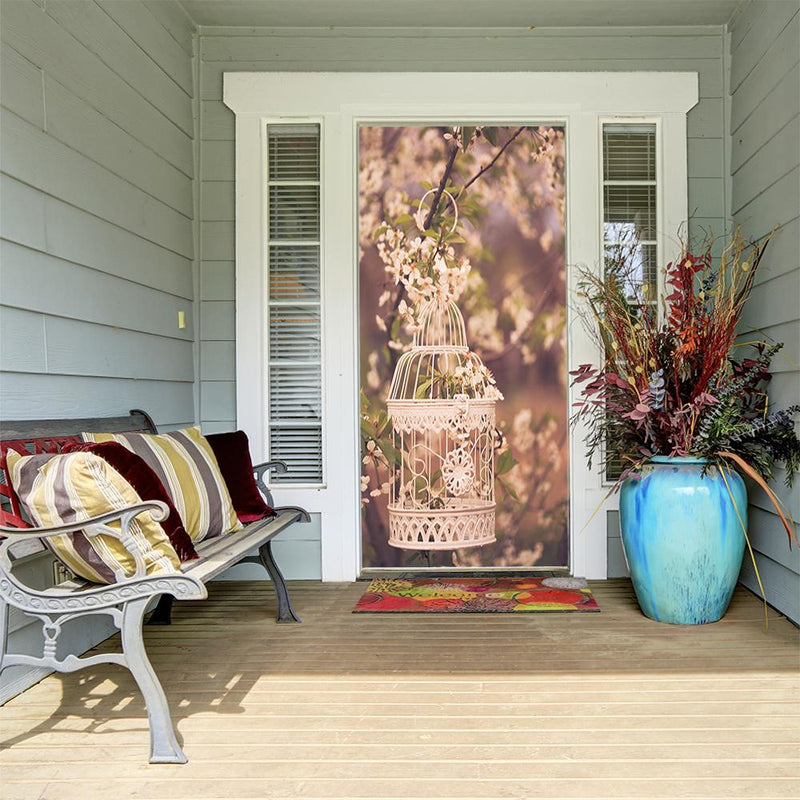 DoorFoto Door Cover Vintage Bird Cage