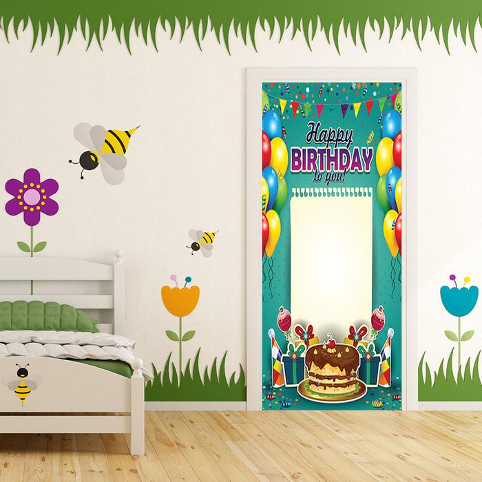 DoorFoto Door Cover Customizable - Happy Birthday Cake and Candles