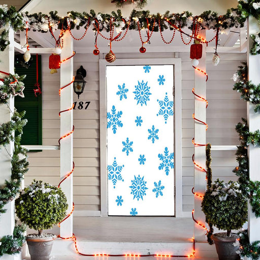 DoorFoto Door Cover Blue Snowflakes