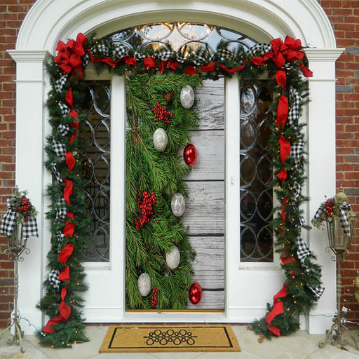 DoorFoto Door Cover Christmas Holly Border