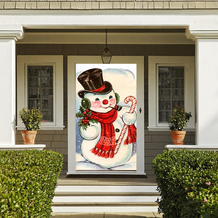DoorFoto Door Cover Old Fashioned Snowman