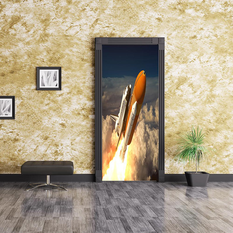 DoorFoto Door Cover Space Shuttle In The Clouds
