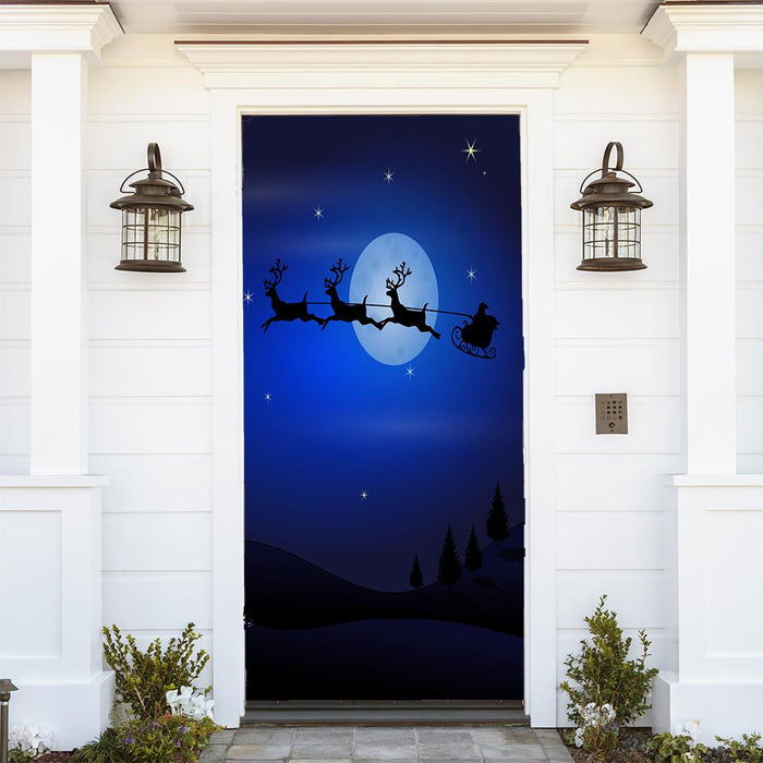 DoorFoto Door Cover Santas Night Ride