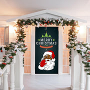 DoorFoto Door Cover Black Santa Claus Decoration