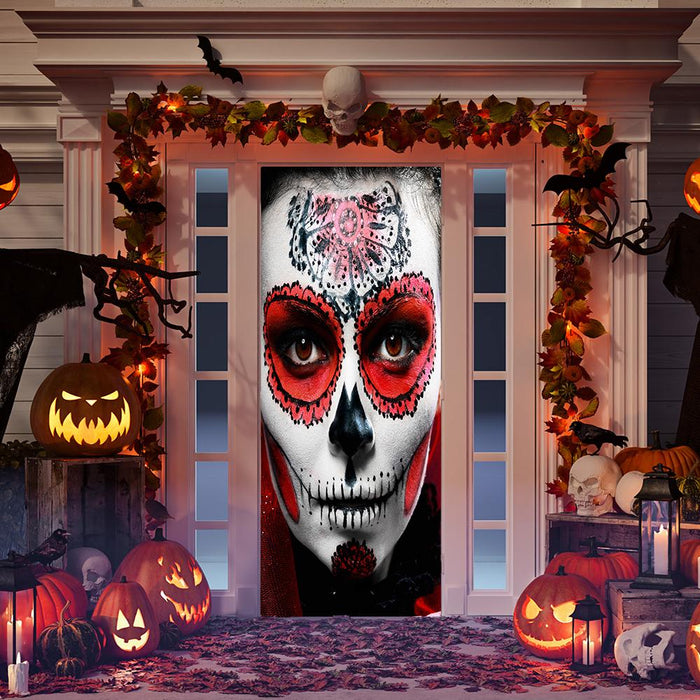 DoorFoto Door Cover Creepy Halloween Girl